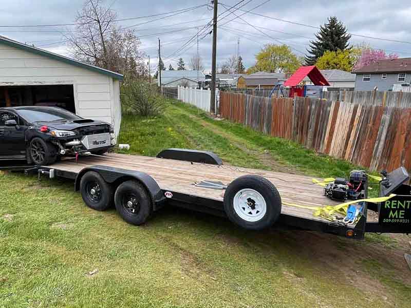 Race car transport with Titan Trailer rental for track day events near Spokane